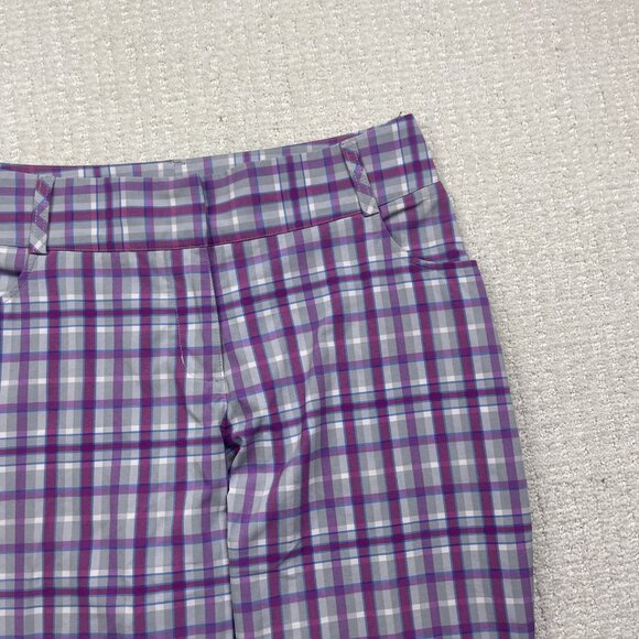 Adidas Capri Pants Womens Plaid Mid Rise Climalite Golf Athletic Casual Read - Picture 3 of 13